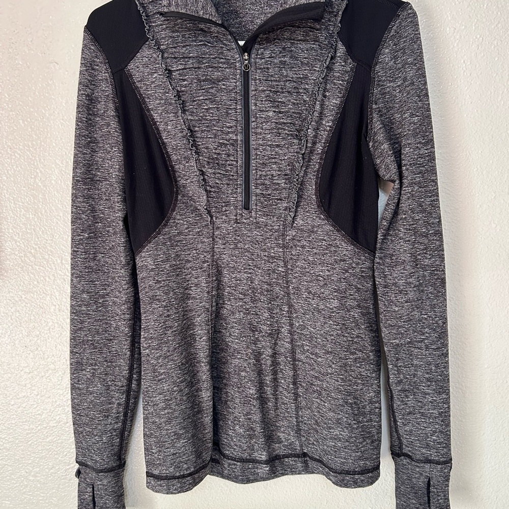 Lululemon Gray and Black Quarter-Zip Pullover
